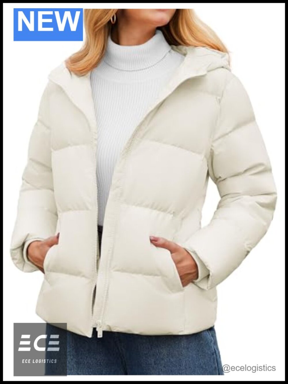 Women's Quilted Puffer Down Jacket Hooded Zip Up Winter Coat